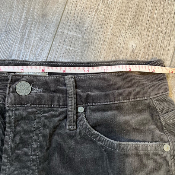 MOTHER Gray Corduroy Midi Skirt Frayed Raw Hem Size 24 - Picture 7 of 13